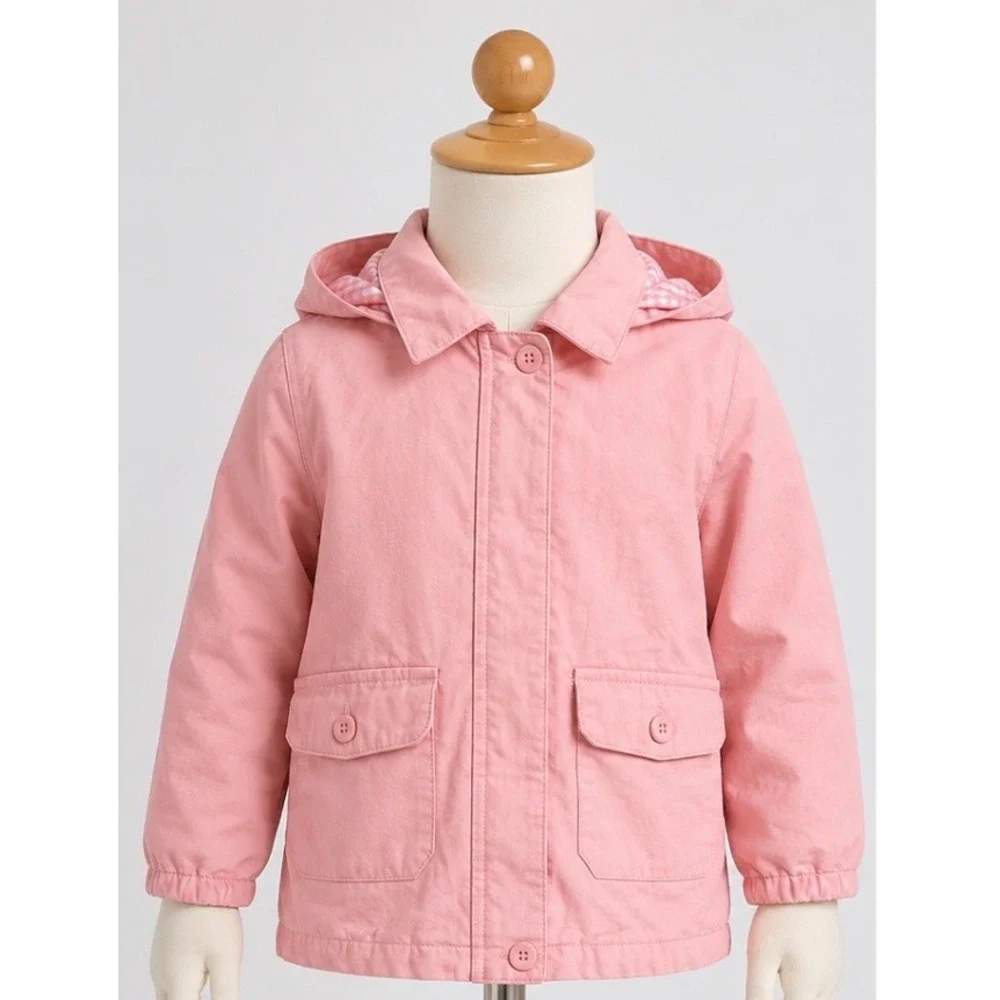 Baby Gap Pink Hooded Gingham Lined Jacket Girls 12-18 Months RN 54023